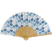 地長扇子 五色花 ブルー