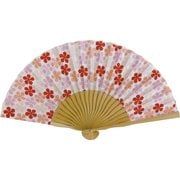 地長扇子 五色花 ピンク