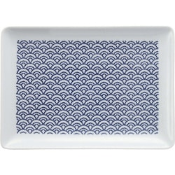 波佐見焼 kuvio（クビオ）white＆navy 長角皿 ウェーブ W 206314 545
