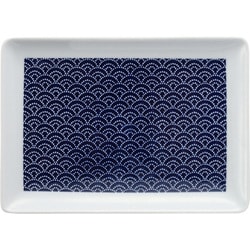 波佐見焼 kuvio（クビオ）white＆navy 長角皿 ウェーブ N 206315 545