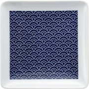 波佐見焼 kuvio(クビオ)white&navy 角皿 M ウェーブ N 206315 546