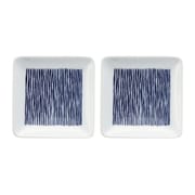波佐見焼 kuvio（クビオ）white＆navy 角皿 S 2枚セット ストライプ N 206307D547