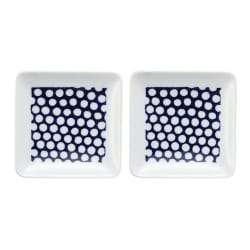 波佐見焼 kuvio（クビオ）white＆navy 角皿 S 2枚セット ドット N 206309D547
