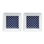 波佐見焼 kuvio(クビオ)white&navy 角皿 S 2枚セット クロス N 206313D547