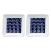 波佐見焼 kuvio（クビオ）white＆navy 角皿 S 2枚セット ウェーブ N 206315D547