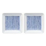 波佐見焼 kuvio(クビオ)white&navy 角皿 S 2枚セット ストライプ W 206306D547