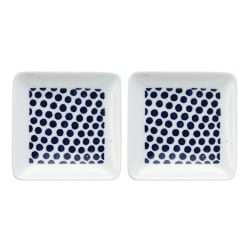 波佐見焼 kuvio（クビオ）white＆navy 角皿 S 2枚セット ドット W 206308D547