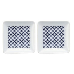 波佐見焼 kuvio（クビオ）white＆navy 角皿 S 2枚セット クロス W 206312D547