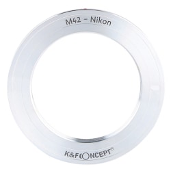 一眼レフカメラ用 レンズマウントアダプター シルバー ボディ側：ニコンF レンズ側：M42 KF-42F-M