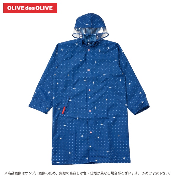 OLIVEdesOLIVE キッズ・ジュニア向け レインコート 150cm ドットキャット/ネイビー OL-35-RC