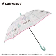 子供用傘 CONVERSE オールスターロゴ 45cm 手開き式 グラスファイバー骨 一コマ透明窓付 安全カバー付 お名前ネーム付 パープル 20032
