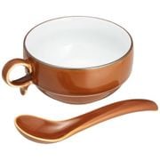 S型 スープボール & スープスプーン 450ml 茶マット