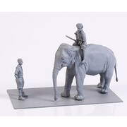 1/72 レジン製ミリタリーフィギュア イギリス 極東部隊整備兵1体＆インド象/像使い [プラモデル]