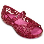 Crocs Glitter Flat PS Fsa/CPk C6（14.0cm） [クロックス イザベラ グリッター フラット PS キッズ 14.0cm フーシャ/キャンディーピンク]