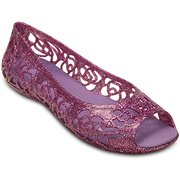 Crocs Glitter Flat GS WO/Iris J4（22.0cm） [クロックス イザベラ グリッター フラット GS キッズ 22.0cm ワイルドオーキッド/アイリス]