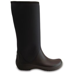 クロックス rainfloe boot W 24cm/ W8☆ タグ付 新品 crocs クロックス】W8 24cm ブラック レインブーツ 長靴 ロング