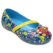 Crocs Lina Graphic Flat Kids Electric Blue C9（16.5cm） [クロックス リナ グラフィック フラット キッズ エレクトリックブルー]
