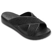 Crocs Sloane Embellished X-Strap Black/Black W8（24.0cm） [クロックス スローン エンベリッシュド エックスストラップ ウィメン レディース ブラック/ブラック]