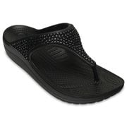 Crocs Sloane Embellished Flip Black/Black W5（21.0cm） [クロックス スローン エンベリッシュド フリップ ウィメン レディース ブラック/ブラック]