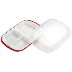 弁当箱 フタ付きランチプレート 角型 楽弁 朱