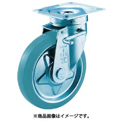プレス製 グレーゴムキャスター 自在 ダブルストッパー付 φ200 TJB200G
