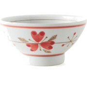 磁器 波佐見焼 ミニ飯碗 サークルフラワー レッド