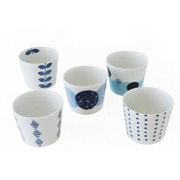 波佐見焼 そばちょこ カップ 藍 デザイン 5柄組 [磁器]