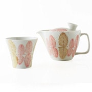 波佐見焼 茶こし付き ポット＆カップ セット 葉紋 レッド [磁器]