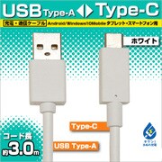 充電・通信ケーブル TypeA -TypeC 3m WH RBHE267