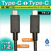 充電・通信ケーブル TypeC-TypeC 1.2m BK RBHE270