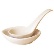 白釉 小レンゲ （皿付） NW-26