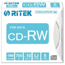 PC/データ用 CD-RW 700MB 10倍速対応 インクジェットプリンタ対応 5枚パック CD-RW700.PW5P A