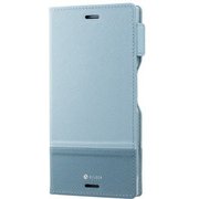 Xperia XZs/XZ バイカラースタンドフリップケース ライトブルー×ブルー