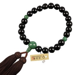 黒檀22玉 アベンチュリン仕立 正絹房 [木玉製品 男性用数珠]