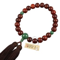 紫檀22玉 アベンチュリン仕立 正絹房（艶消） [木玉製品 男性用数珠]
