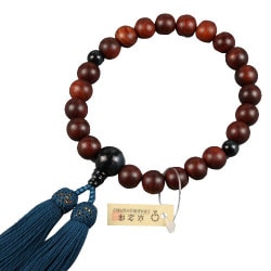紫檀22玉 青虎目石仕立 正絹房（艶消） [木玉製品 男性用数珠]