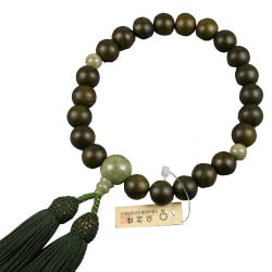 緑檀22玉 独山玉仕立 正絹房 [木玉製品 男性用数珠]
