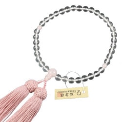 水晶 ローズクオーツ仕立 正絹房 [天然石製品 女性用数珠]