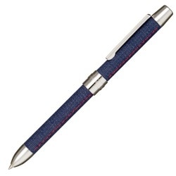デニム生地巻き複合筆記具 REFINO-d（レフィーノ・ディー） 2色（黒・赤）油性ボールペン 0.7mm＋シャープペンシル 0.5mm インディゴ 16-0326-242