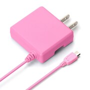 micro USB コネクタ AC 充電器 出力 1A ケーブル長 2m ピンク PG-MAC10A03PK