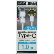 ケーブルタイ付 タイプCケーブル 1.0m ホワイト RLT-1.0W