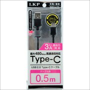 ケーブルタイ付 タイプCケーブル 0.5m ブラック RLT-0.5BK