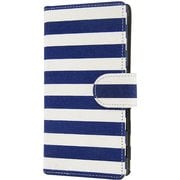 BL-PC18HU-NV [HUAWEI P10 Lite用 帆布 手帳型 ケース スタンド機能 ネイビーボーダー]