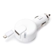 micro USBコネクタケーブル 0.6m&USB1ポート搭載 車載用DC充電器 合計出力2.4A ホワイト PG-MDC24A02WH
