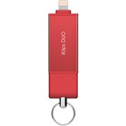 iKlips DUO Apple MFI認証 ライトニング USB 3.1 フラッシュドライブ 128GB レッド