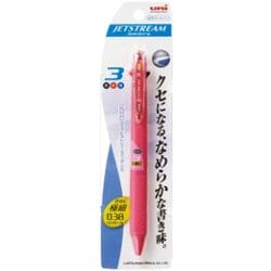 油性ボールペン JETSTREAM（ジェットストリーム） 3色ボールペン 0.38mm 超低摩擦インク インク色：3色（黒・赤・青） 本体色：ローズピンク パックタイプ SXE3400381P66