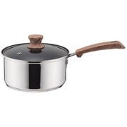 ウッディパル 3層底ガラス蓋付 内面ふっ素加工 片手鍋 18cm HB-3176