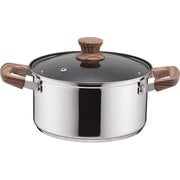 ウッディパル 3層底ガラス蓋付 内面ふっ素加工 両手鍋 20cm HB-3177