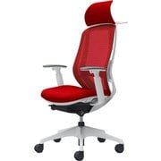 【完成品】 Sylphy（シルフィ） レッド 【エクストラハイバック メッシュタイプ アジャストアーム付 ホワイトボディ 樹脂脚 ハンガー・ランバーサポート付 ナイロンキャスター】 ※受注生産 C68BXZ FMP9