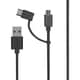 スマートフォン 汎用 2in1ケーブル Type-C＋microUSB 15cm ブラック LP-TCBC01BK